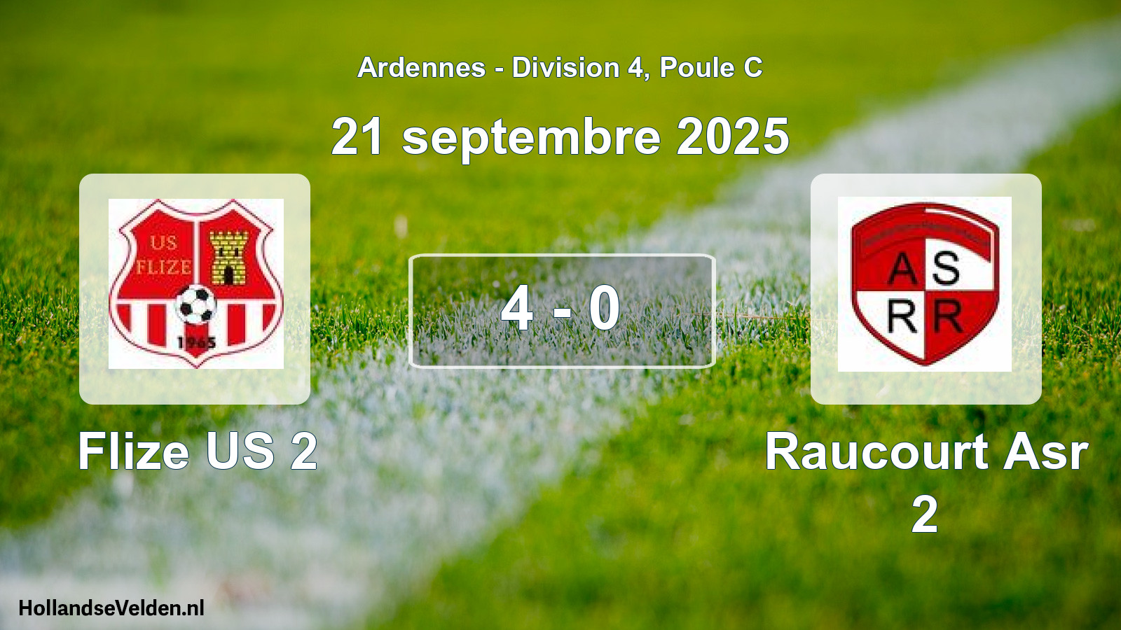 Gespeelde wedstrijd: Flize US 2 - Raucourt Asr 2 4 - 0 (21 september 2025)