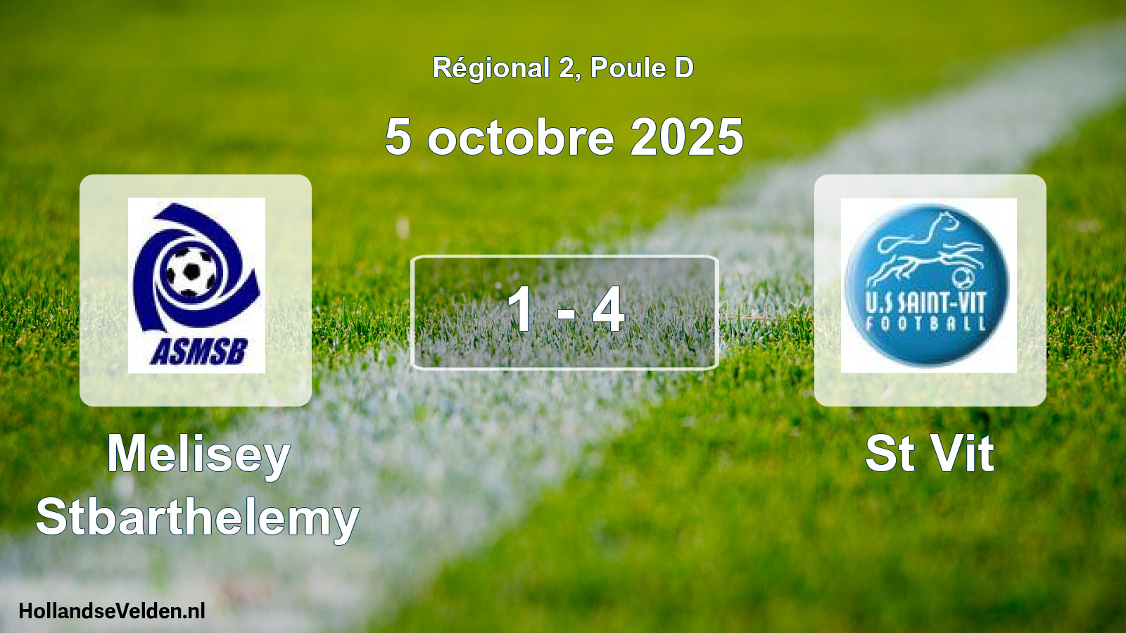 Gespeelde wedstrijd: Melisey Stbarthelemy - St Vit 1 - 4 (5 octobre 2025)