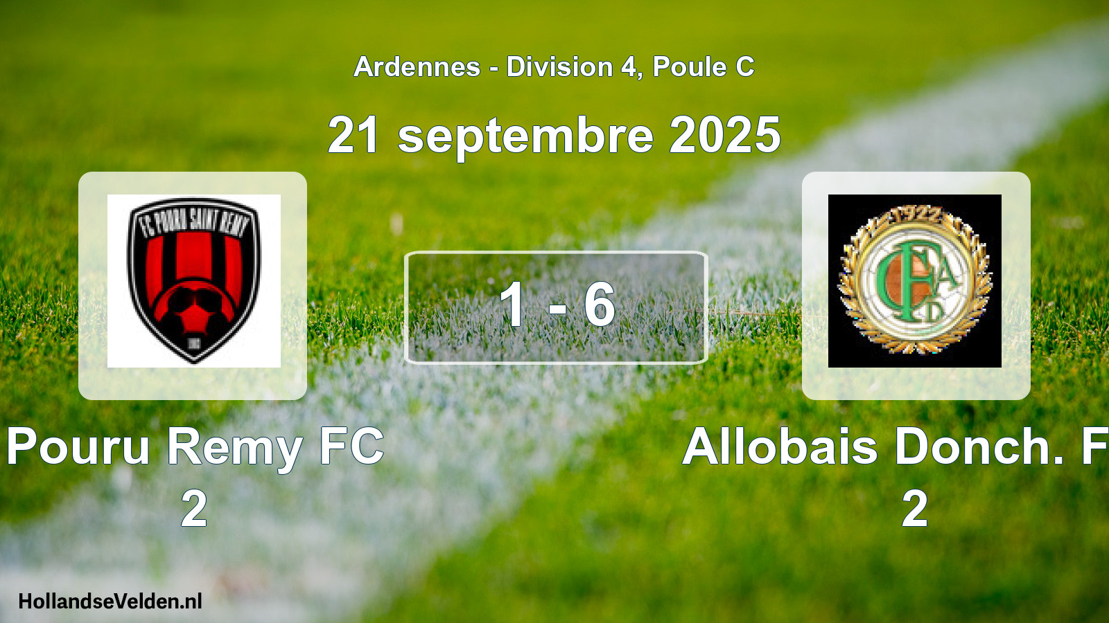 Match joué: Pouru Remy FC 2 - Allobais Donch. FC 2 1 - 6 (21 septembre 2025)