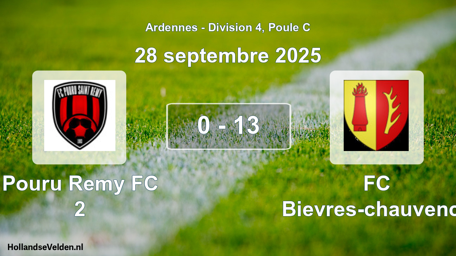 Gespeelde wedstrijd: Pouru Remy FC 2 - FC Bievres-chauvency 0 - 13 (28 september 2025)