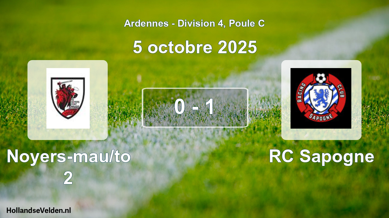 Total number of matches played: Noyers-mau/to 2 - RC Sapogne 0 - 1 (5 October 2025)