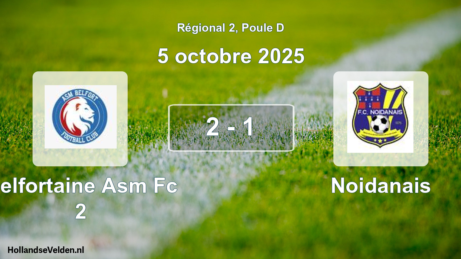 Gespeelde wedstrijd: Belfortaine Asm Fc 2 - Noidanais 2 - 1 (5 octobre 2025)