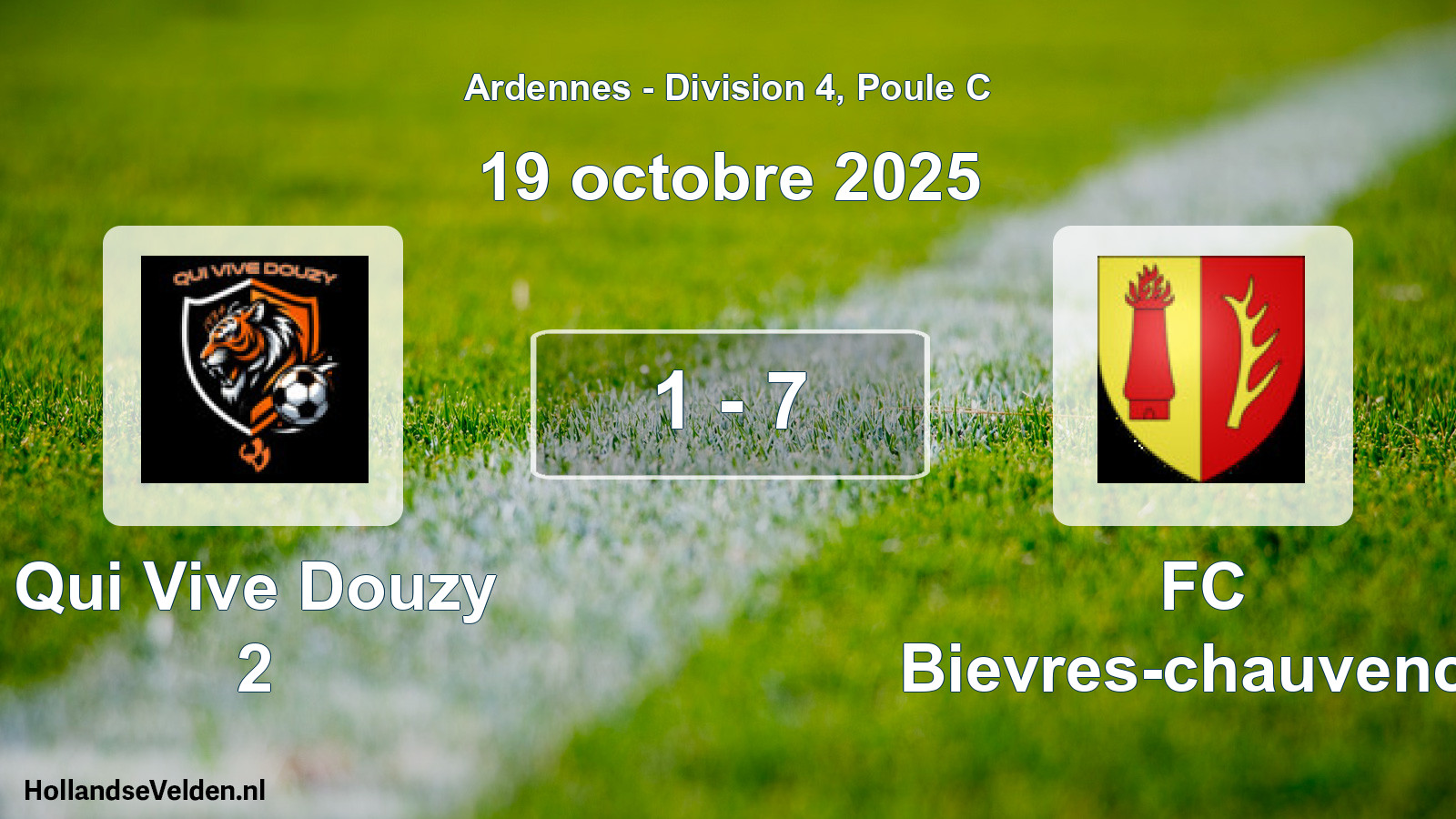 Match joué: Qui Vive Douzy 2 - FC Bievres-chauvency 1 - 7 (19 octobre 2025)