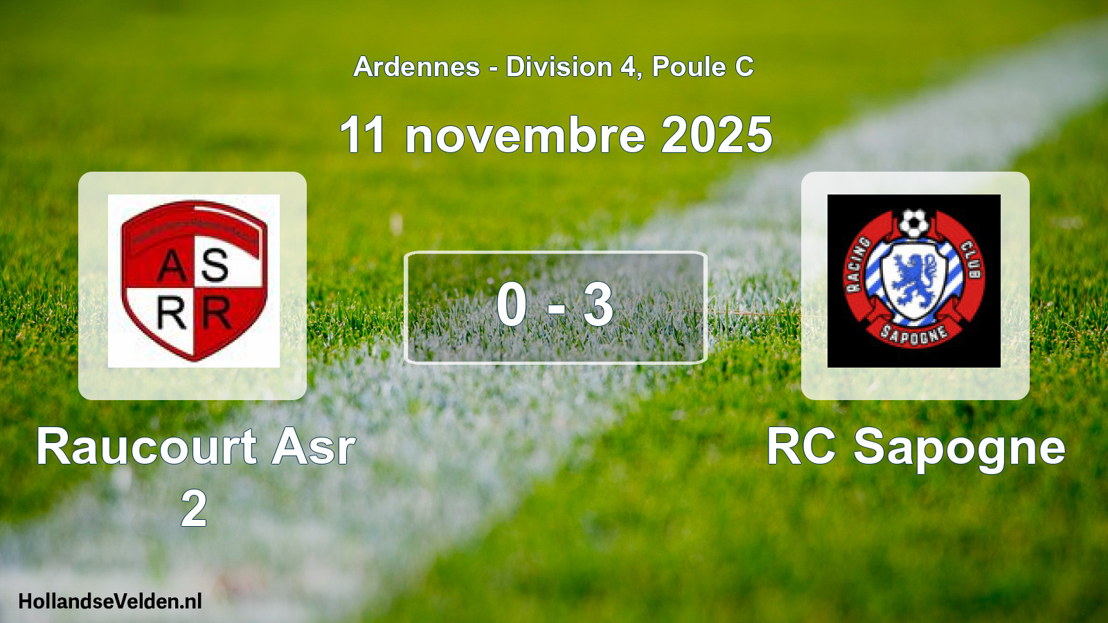 Gespeelde wedstrijd: Raucourt Asr 2 - RC Sapogne 0 - 3 (11 november 2025)