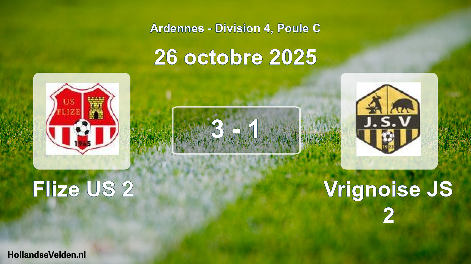 Match joué: Flize US 2 - Vrignoise JS 2 3 - 1 (26 octobre 2025)