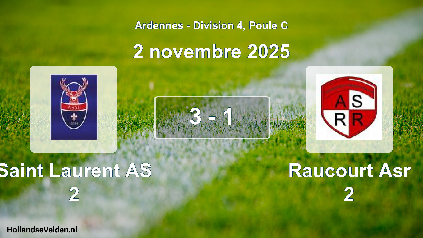 Match joué: Saint Laurent AS 2 - Raucourt Asr 2 3 - 1 (2 novembre 2025)