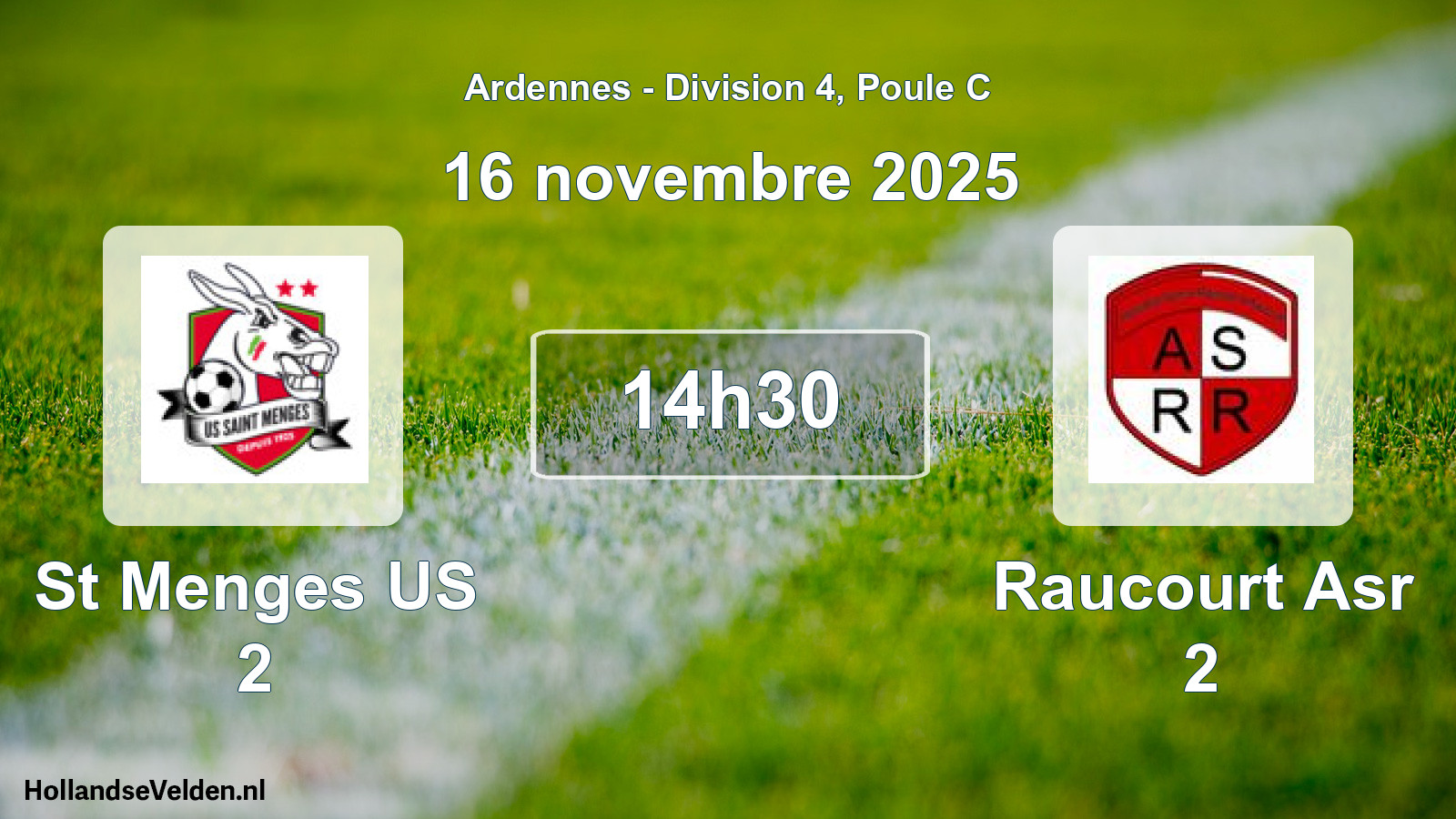 Match programmé: St Menges US 2 - Raucourt Asr 2 (16 novembre 2025)