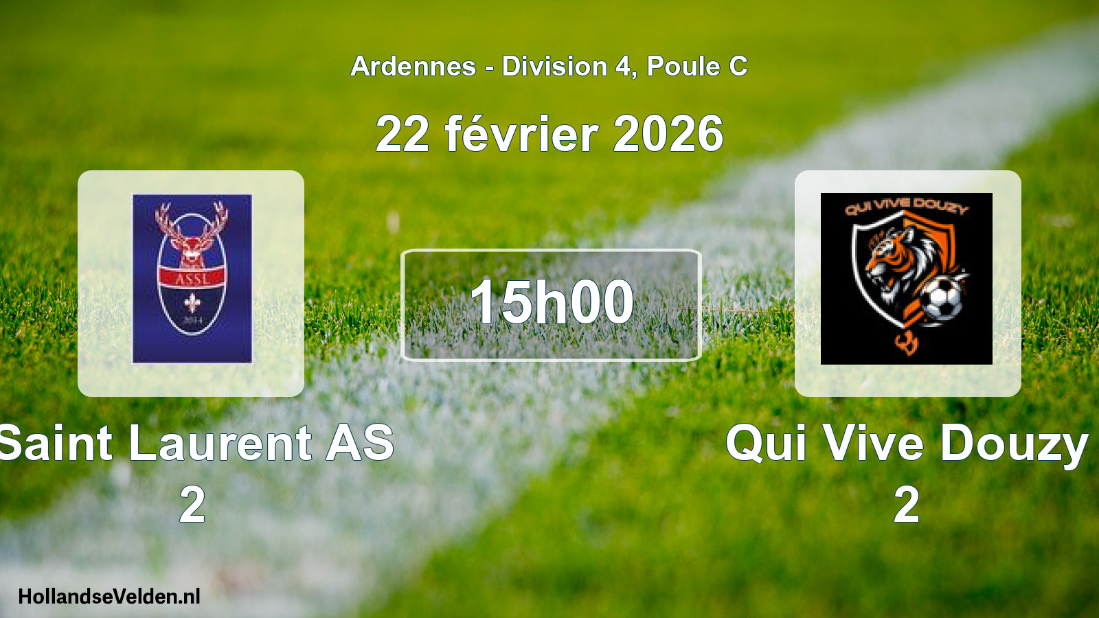 Match programmé: Saint Laurent AS 2 - Qui Vive Douzy 2 (22 février 2026)