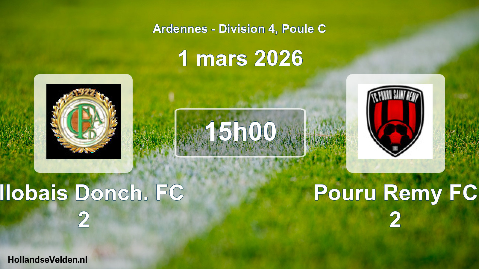Match programmé: Allobais Donch. FC 2 - Pouru Remy FC 2 (1 mars 2026)