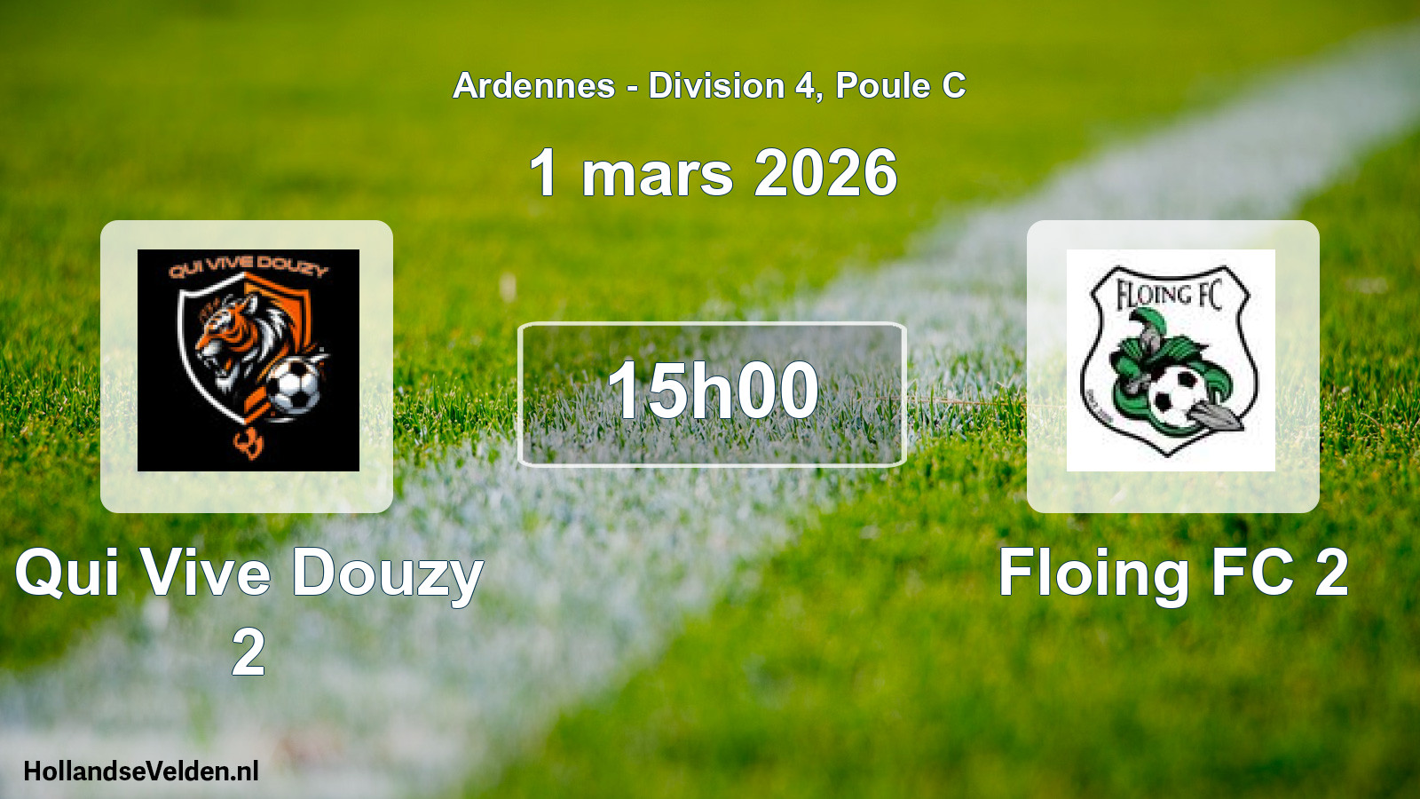 Match programmé: Qui Vive Douzy 2 - Floing FC 2 (1 mars 2026)