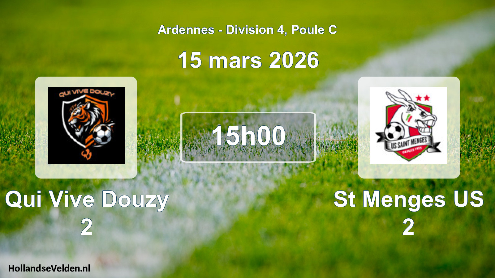 Match programmé: Qui Vive Douzy 2 - St Menges US 2 (15 mars 2026)