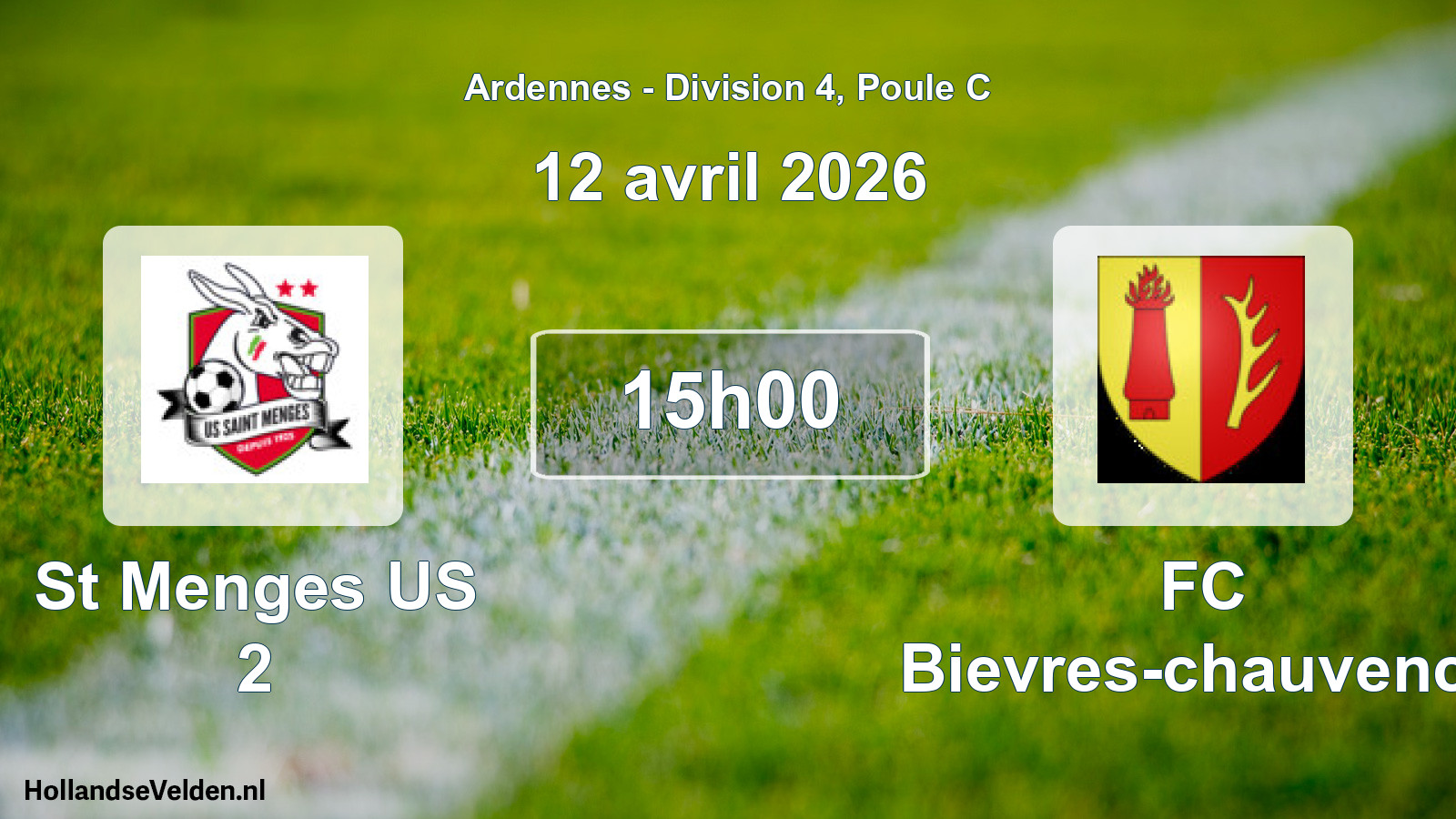 Match programmé: St Menges US 2 - FC Bievres-chauvency (12 avril 2026)