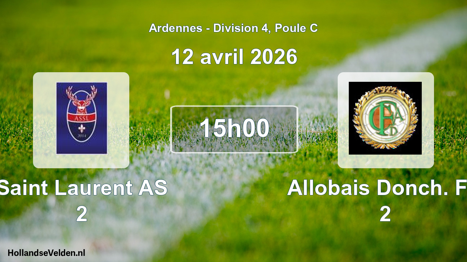 Match programmé: Saint Laurent AS 2 - Allobais Donch. FC 2 (12 avril 2026)