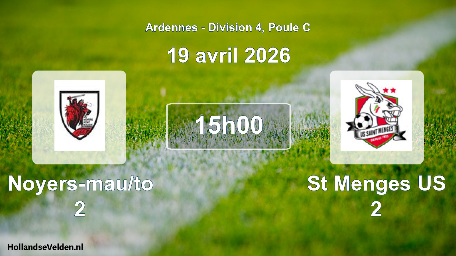 Match programmé: Noyers-mau/to 2 - St Menges US 2 (19 avril 2026)