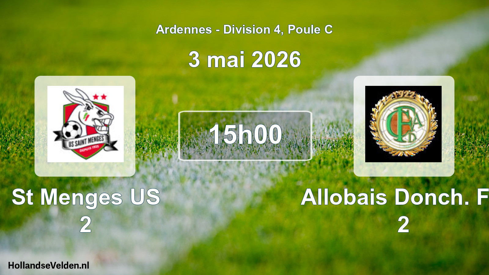 Match programmé: St Menges US 2 - Allobais Donch. FC 2 (3 mai 2026)