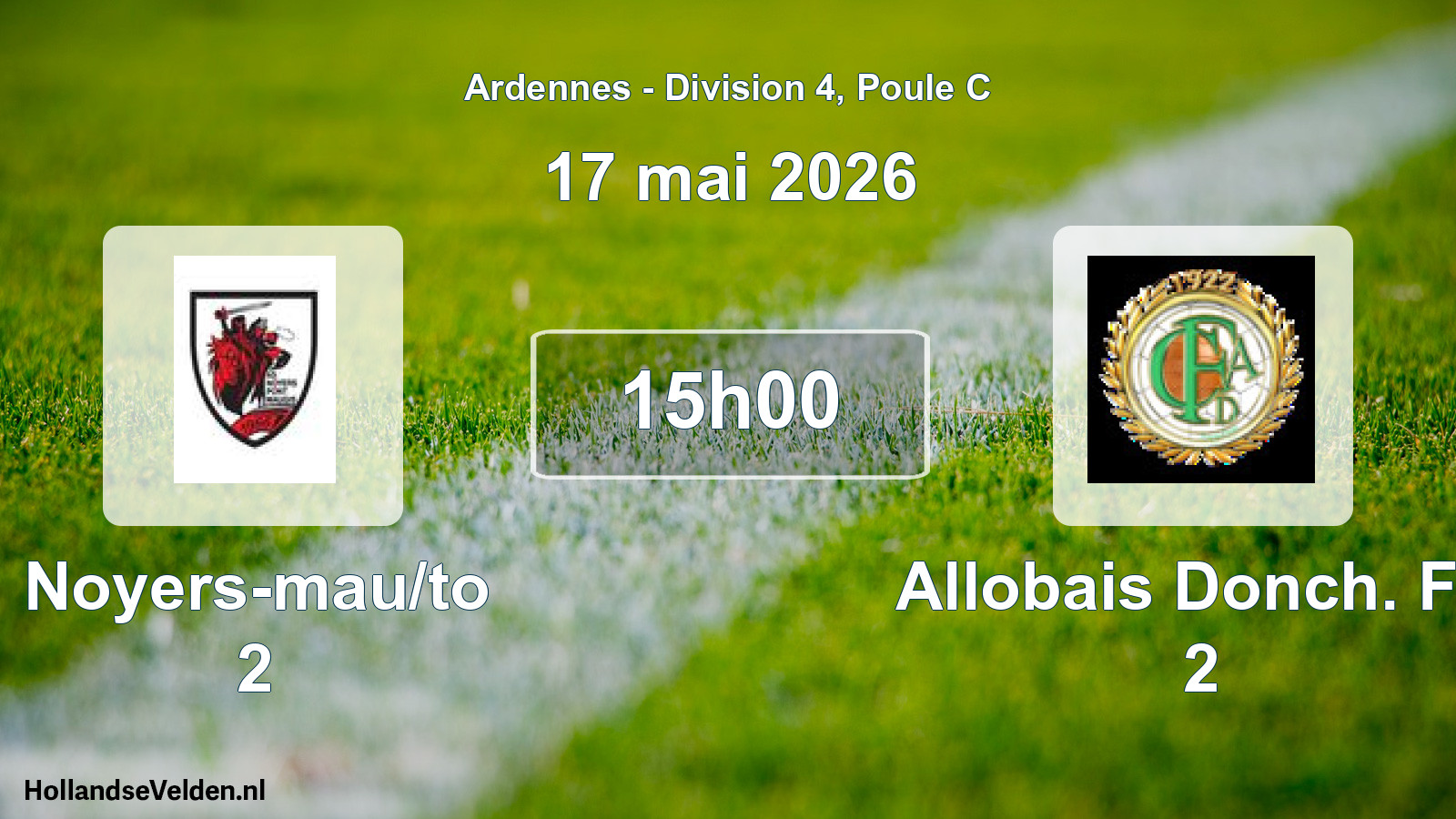 Match programmé: Noyers-mau/to 2 - Allobais Donch. FC 2 (17 mai 2026)
