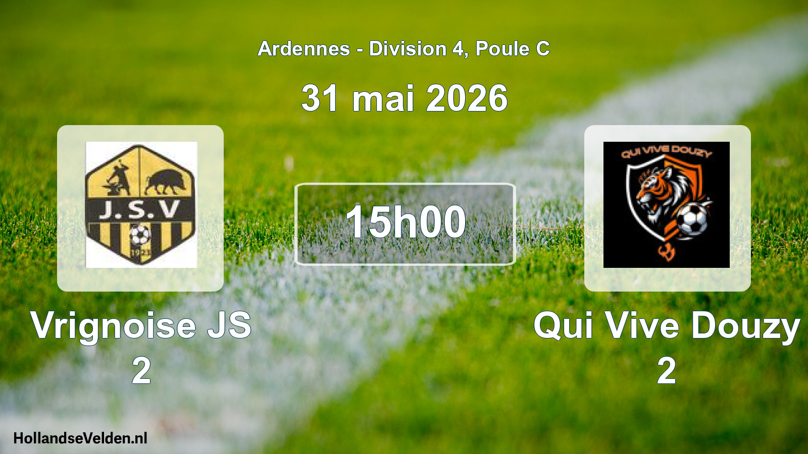Match programmé: Vrignoise JS 2 - Qui Vive Douzy 2 (31 mai 2026)