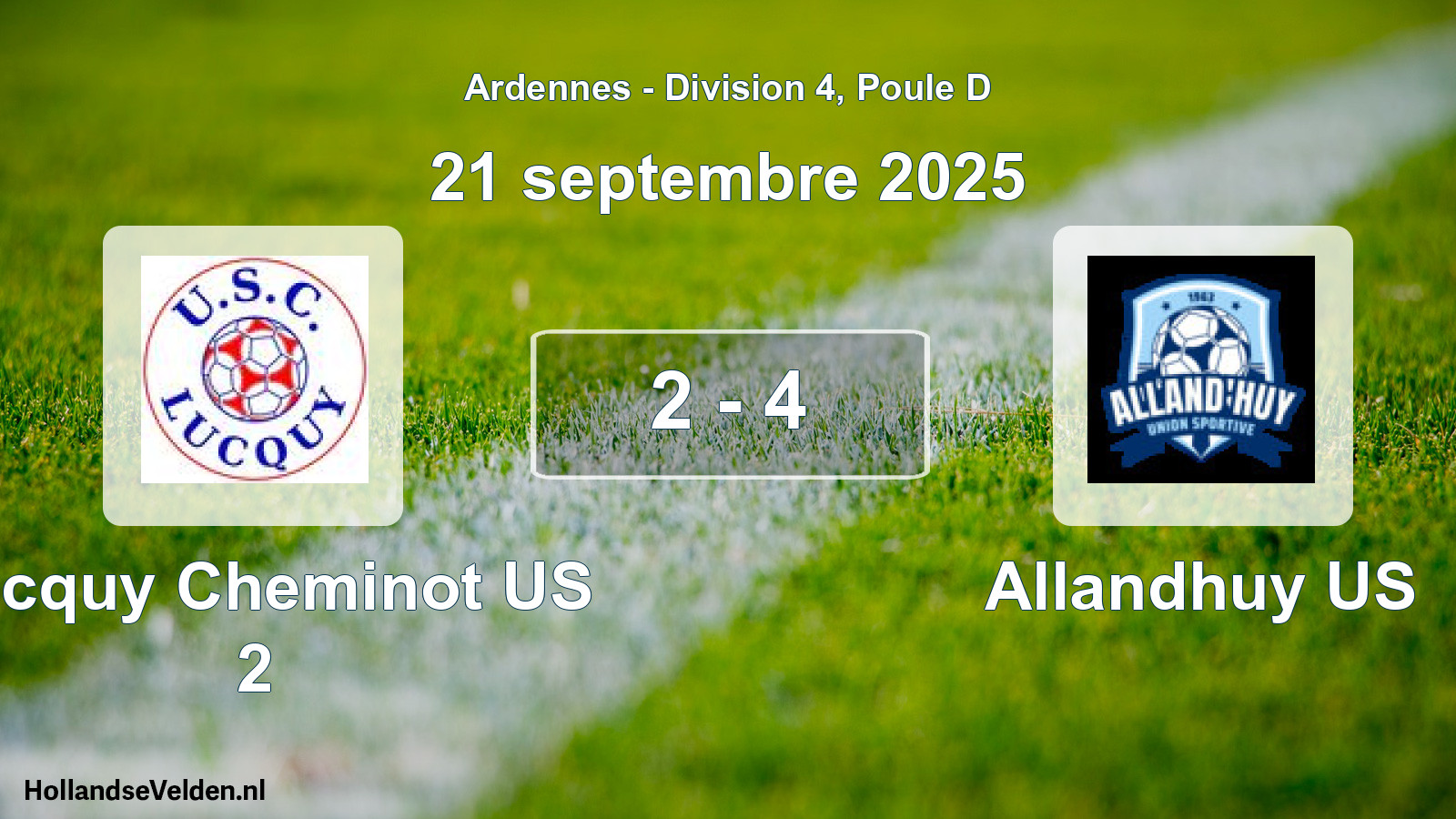 Match joué: Lucquy Cheminot US 2 - Allandhuy US 2 - 4 (21 septembre 2025)