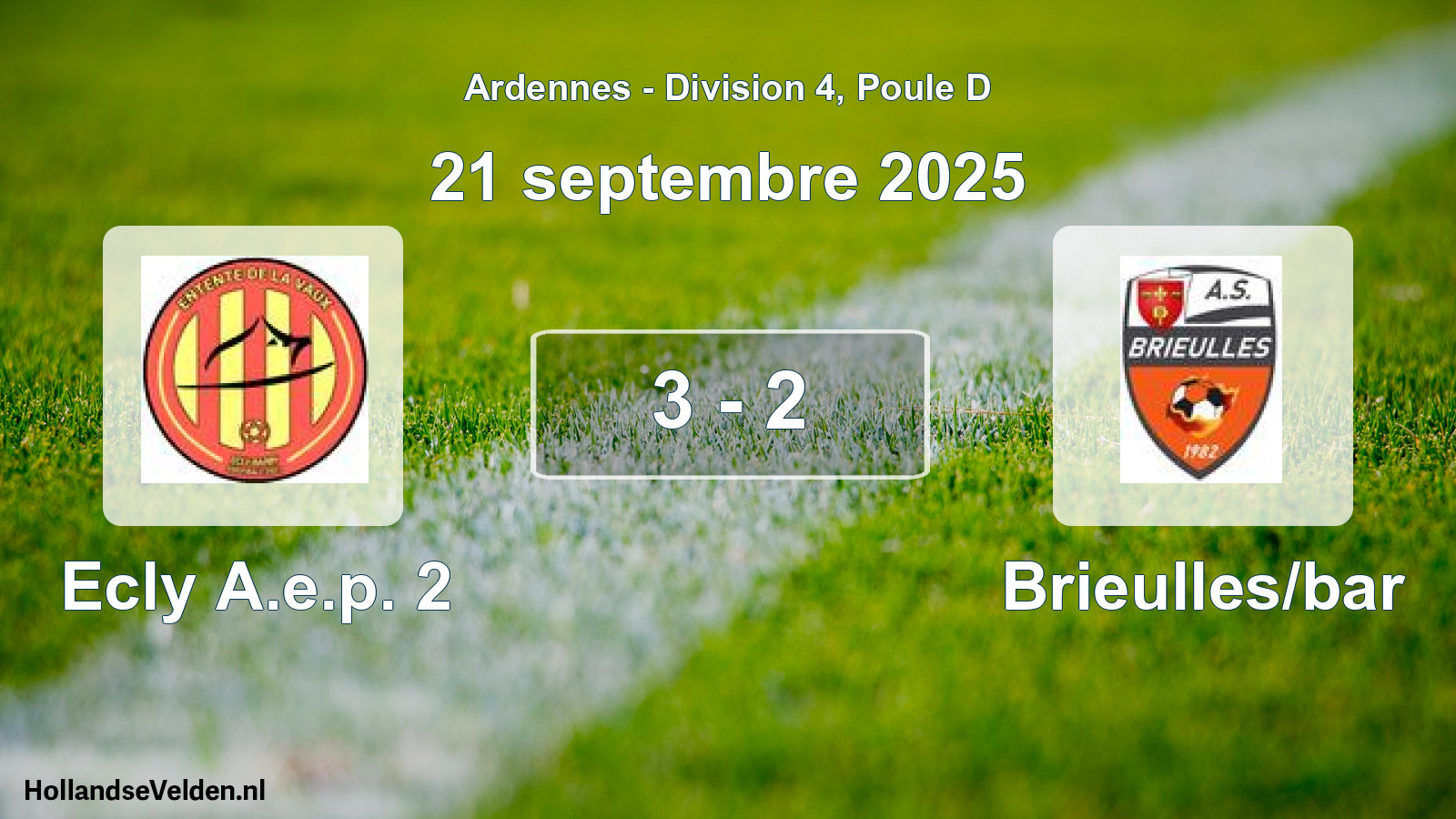 Match joué: Ecly A.e.p. 2 - Brieulles/bar 3 - 2 (21 septembre 2025)