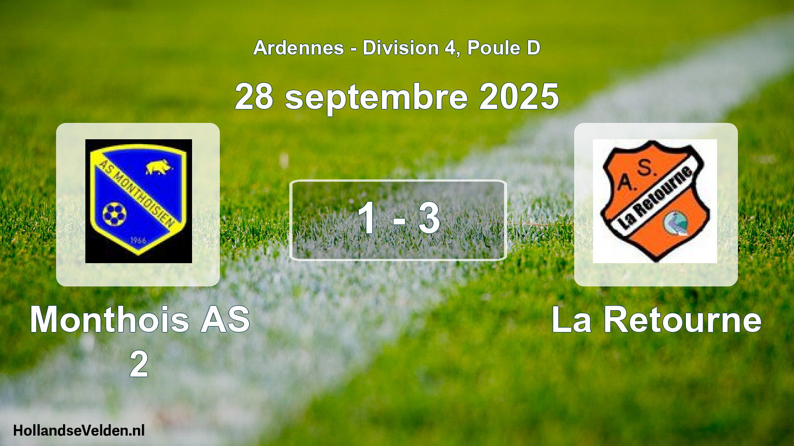 Match joué: Monthois AS 2 - La Retourne 1 - 3 (28 septembre 2025)