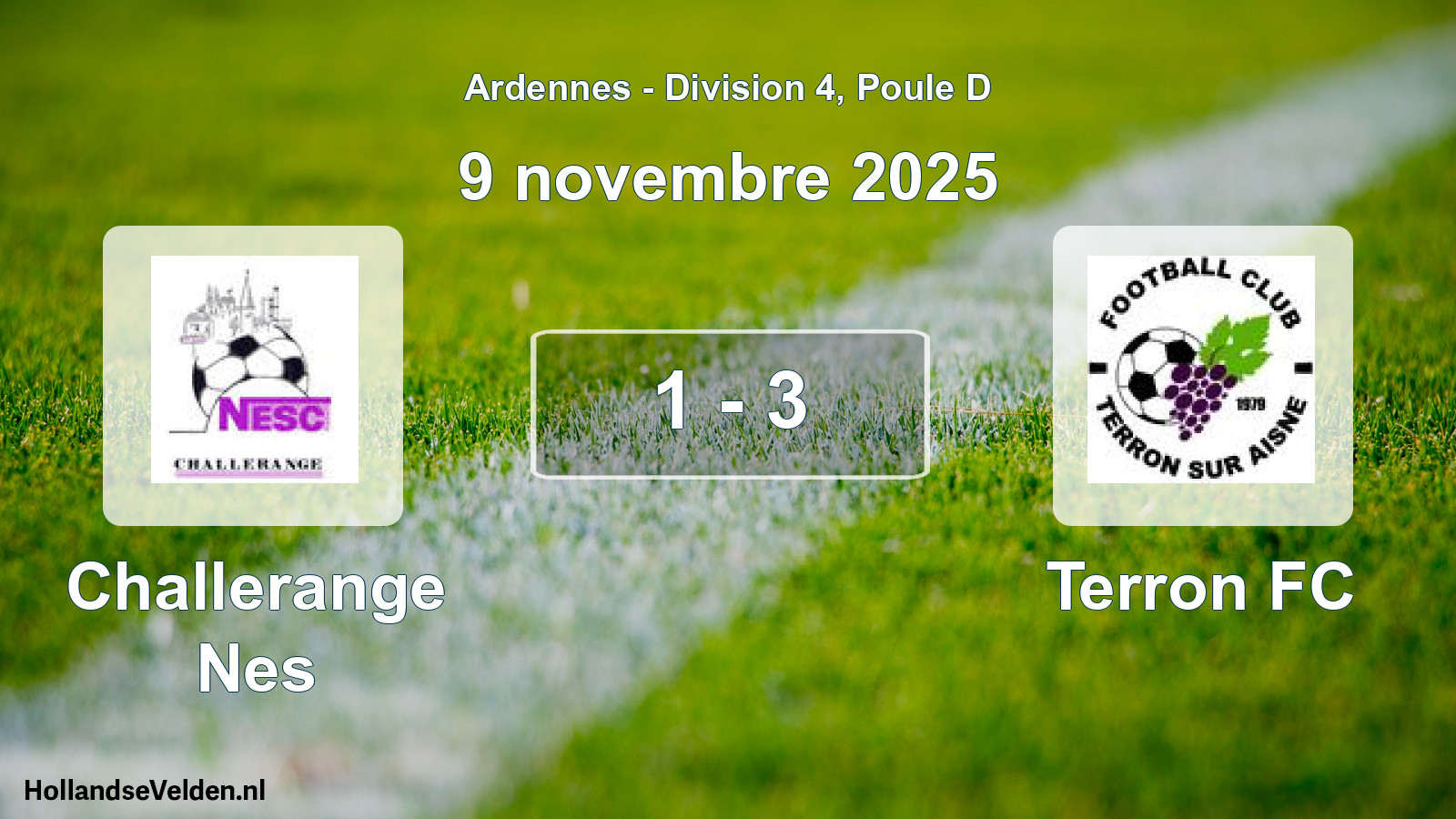 Match joué: Challerange Nes - Terron FC 1 - 3 (9 novembre 2025)
