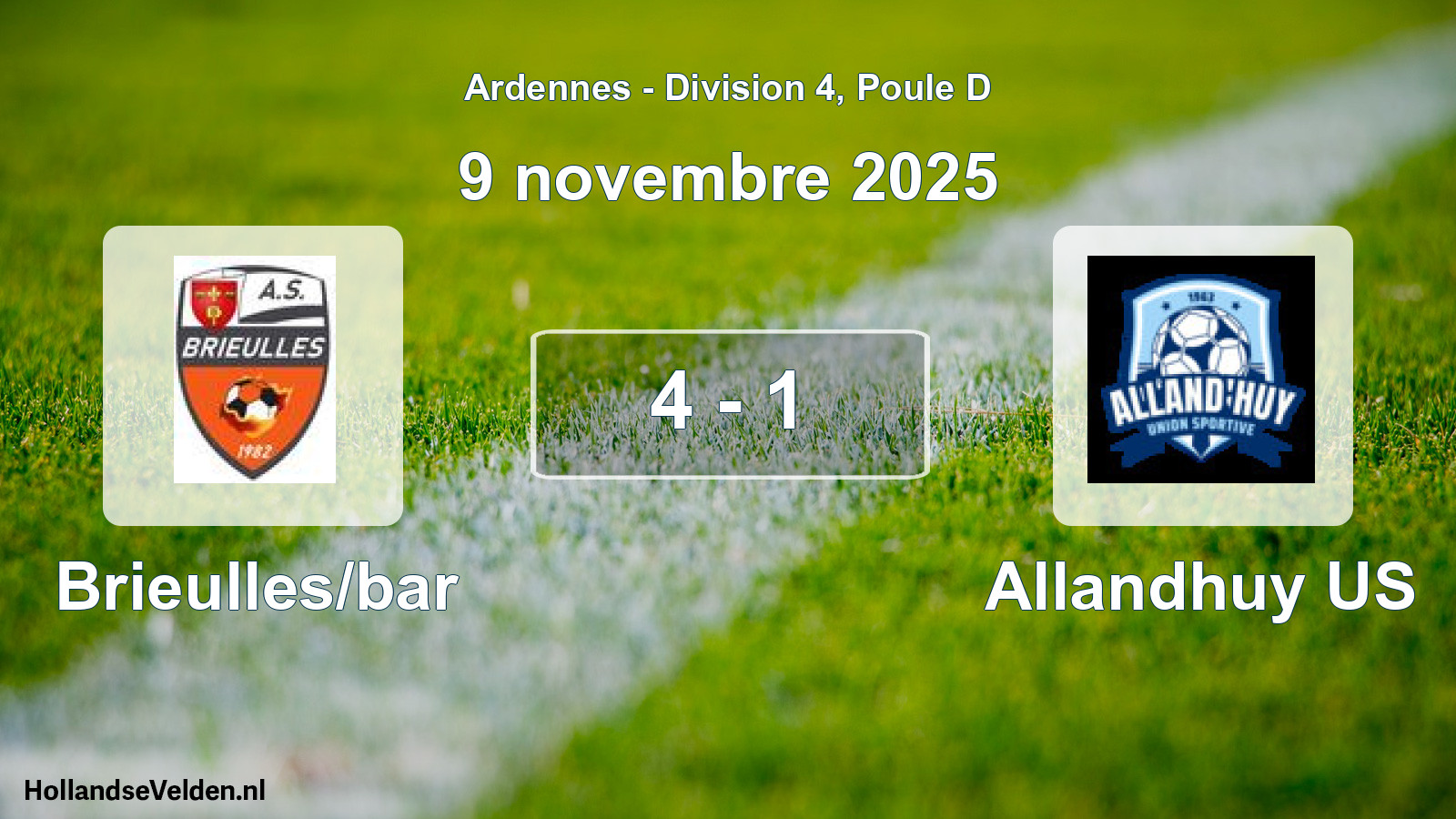 Match joué: Brieulles/bar - Allandhuy US 4 - 1 (9 novembre 2025)