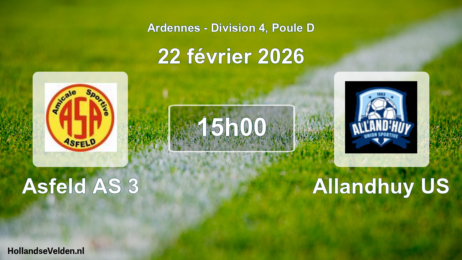 Match programmé: Asfeld AS 3 - Allandhuy US (22 février 2026)