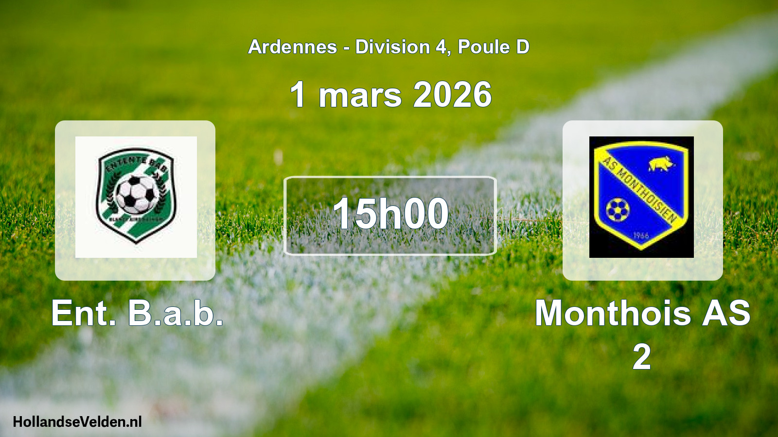 Match programmé: Ent. B.a.b. - Monthois AS 2 (1 mars 2026)