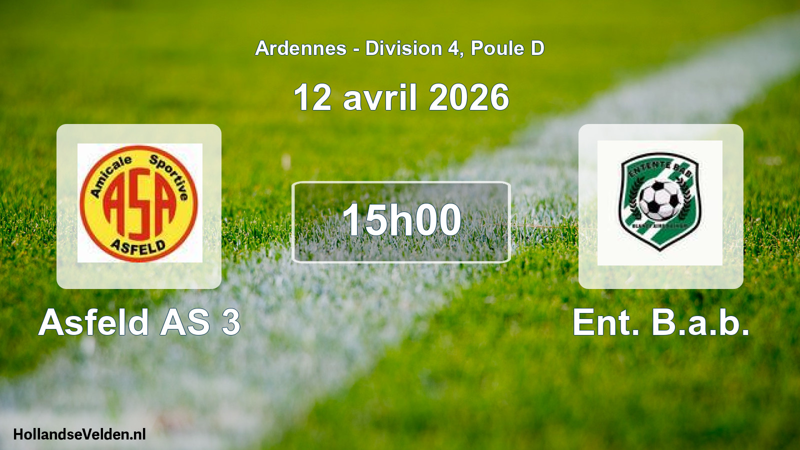 Match programmé: Asfeld AS 3 - Ent. B.a.b. (12 avril 2026)