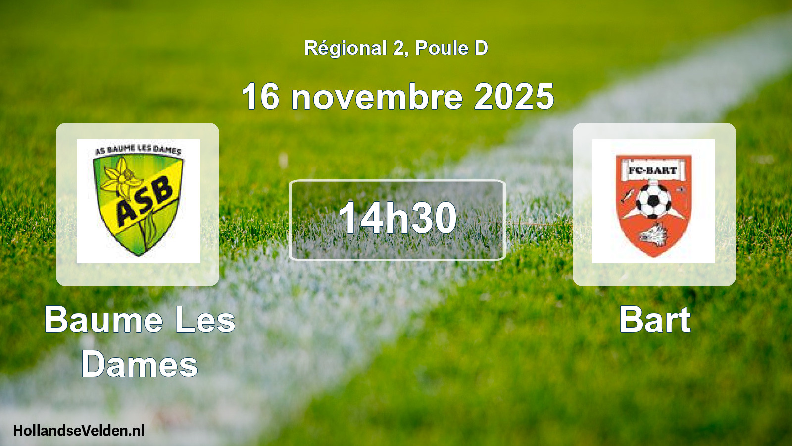Geplande wedstrijd: Baume Les Dames - Bart (16 novembre 2025)