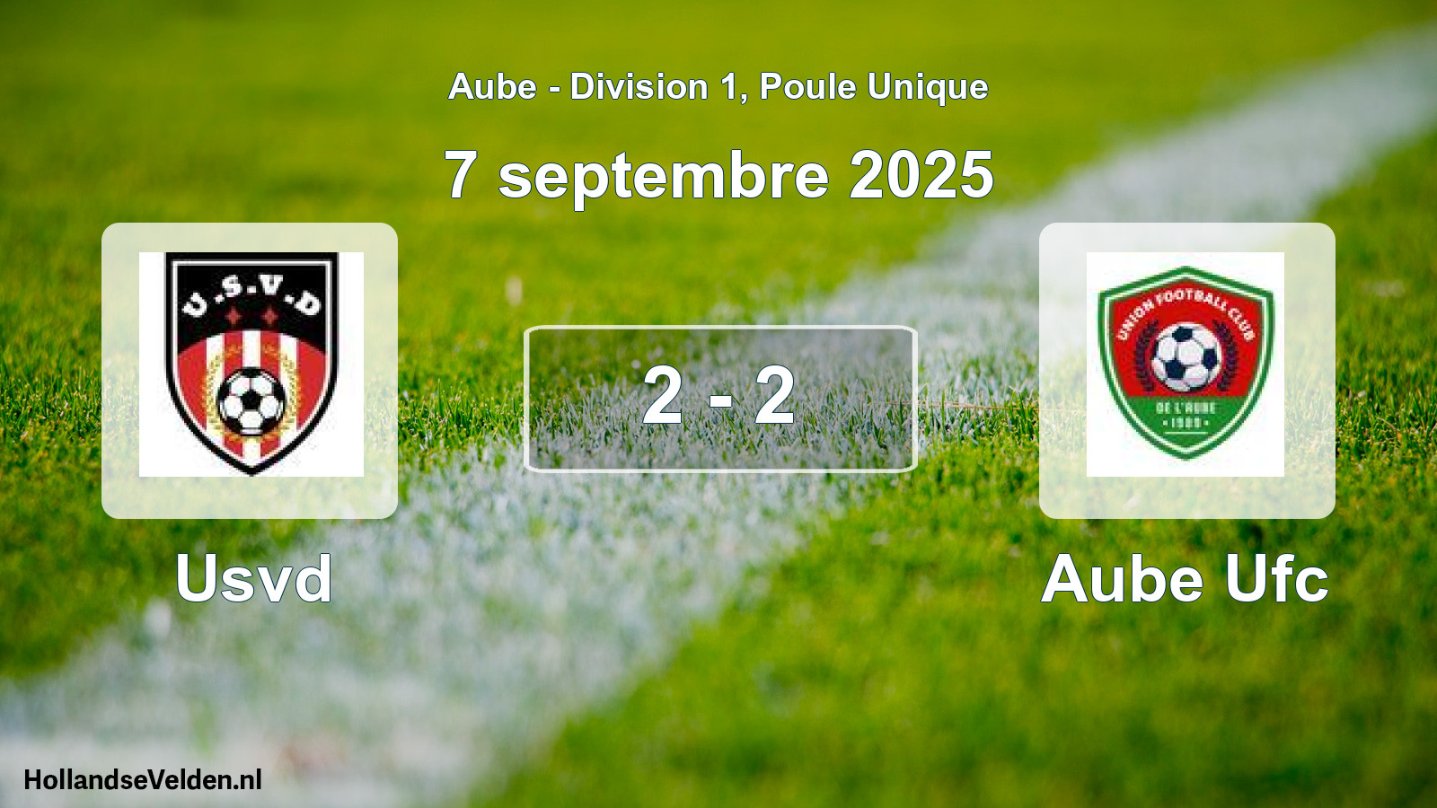 Match joué: Usvd - Aube Ufc 2 - 2 (7 septembre 2025)