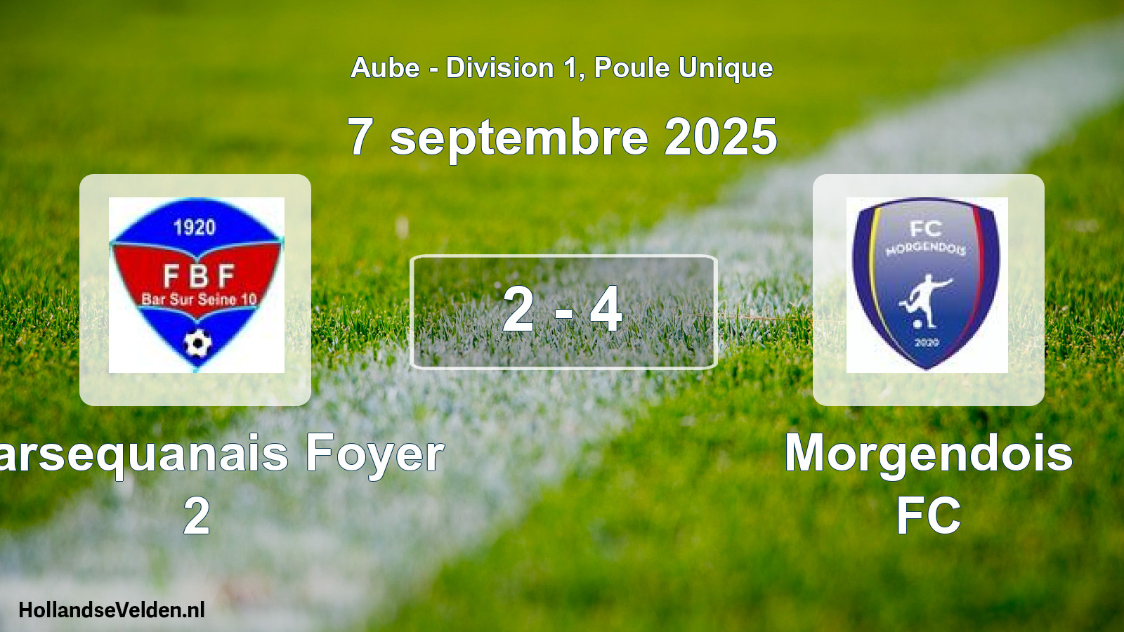 Match joué: Barsequanais Foyer 2 - Morgendois FC 2 - 4 (7 septembre 2025)