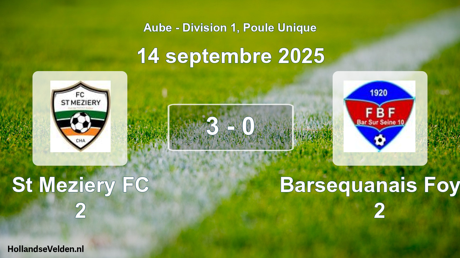Match joué: St Meziery FC 2 - Barsequanais Foyer 2 3 - 0 (14 septembre 2025)