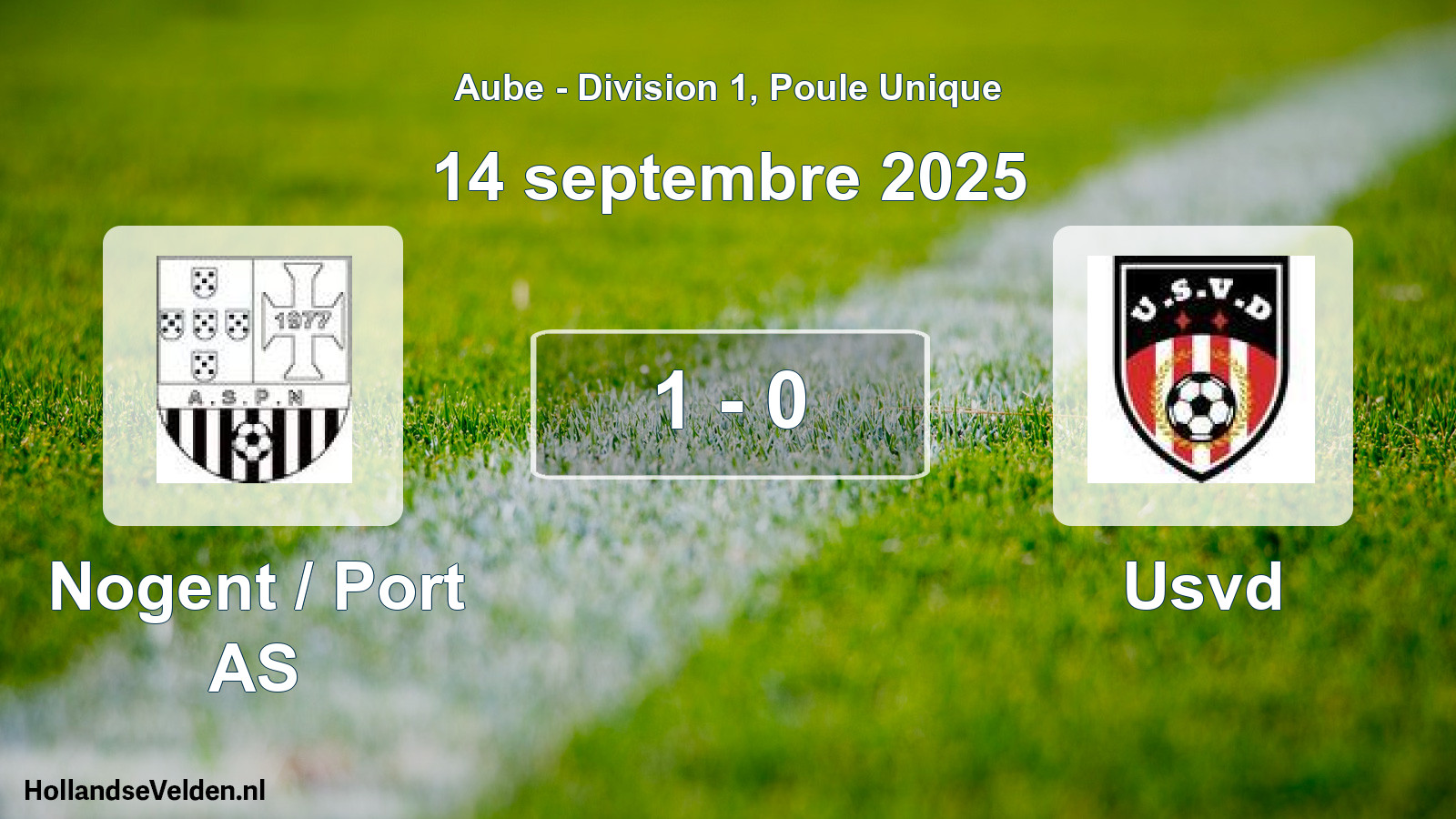 Total number of matches played: Nogent / Port AS - Usvd 1 - 0 (14 September 2025)