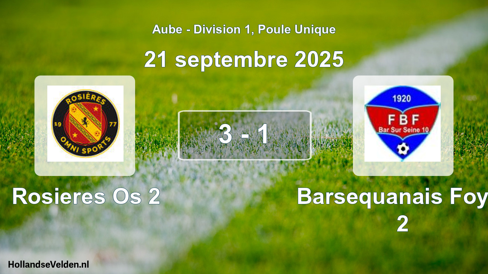 Total number of matches played: Rosieres Os 2 - Barsequanais Foyer 2 3 - 1 (21 September 2025)