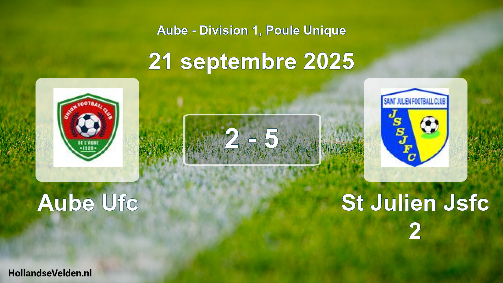 Gespeelde wedstrijd: Aube Ufc - St Julien Jsfc 2 2 - 5 (21 september 2025)