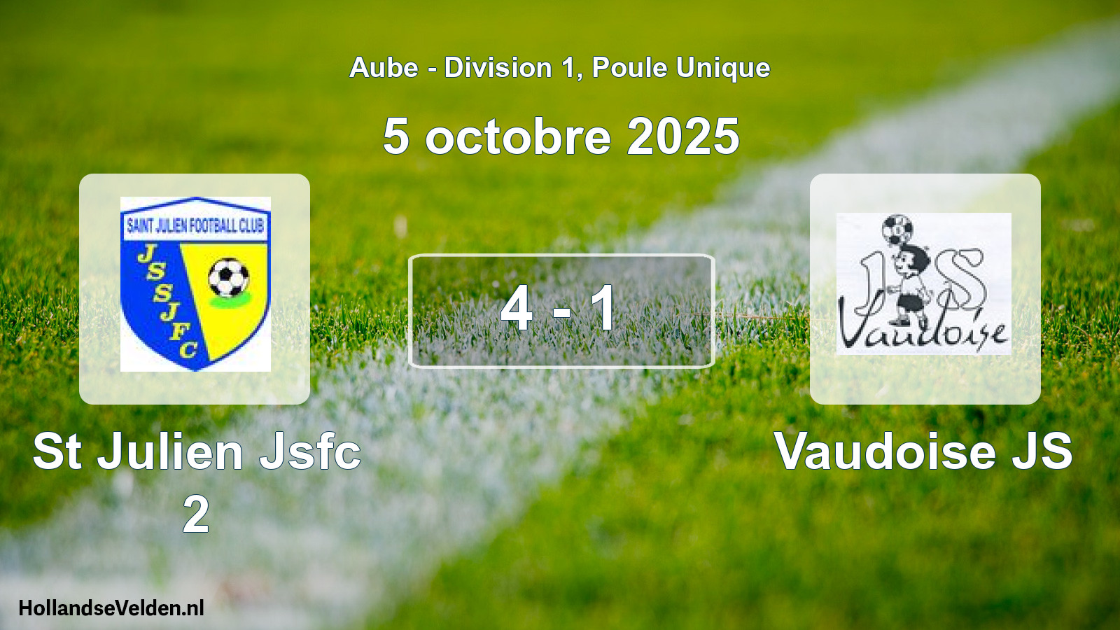 Gespeelde wedstrijd: St Julien Jsfc 2 - Vaudoise JS 4 - 1 (5 oktober 2025)