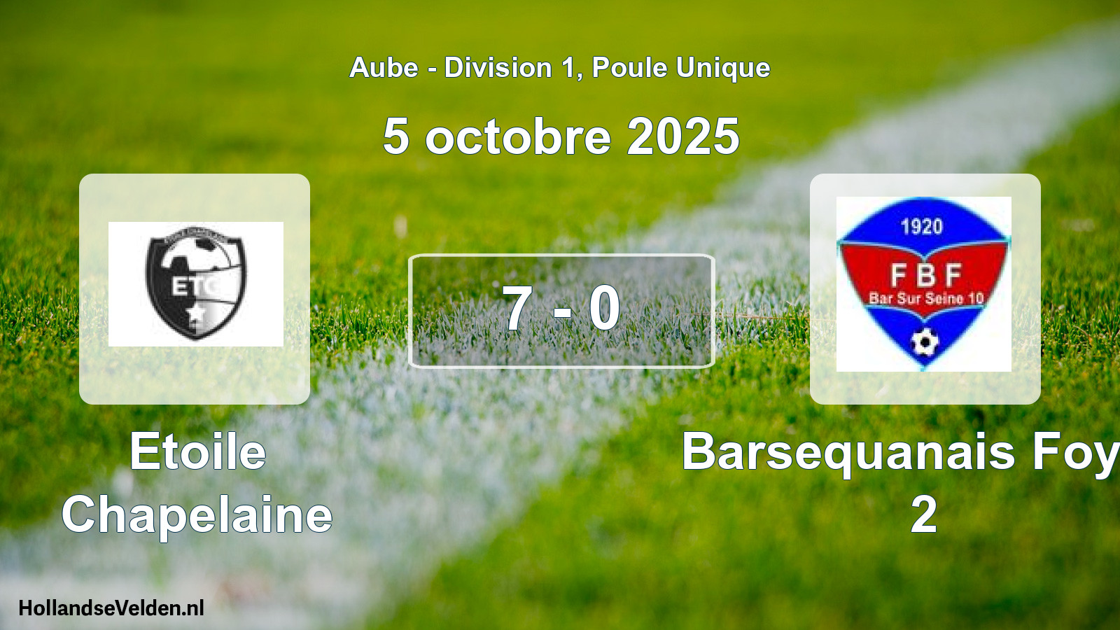 Match joué: Etoile Chapelaine - Barsequanais Foyer 2 7 - 0 (5 octobre 2025)