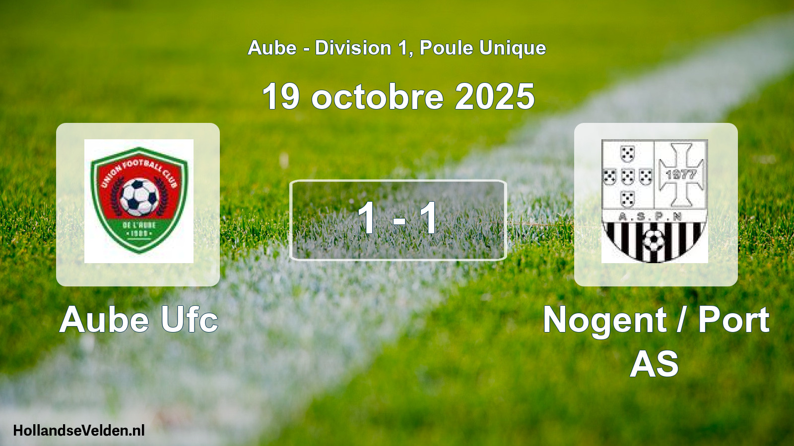 Match joué: Aube Ufc - Nogent / Port AS 1 - 1 (19 octobre 2025)