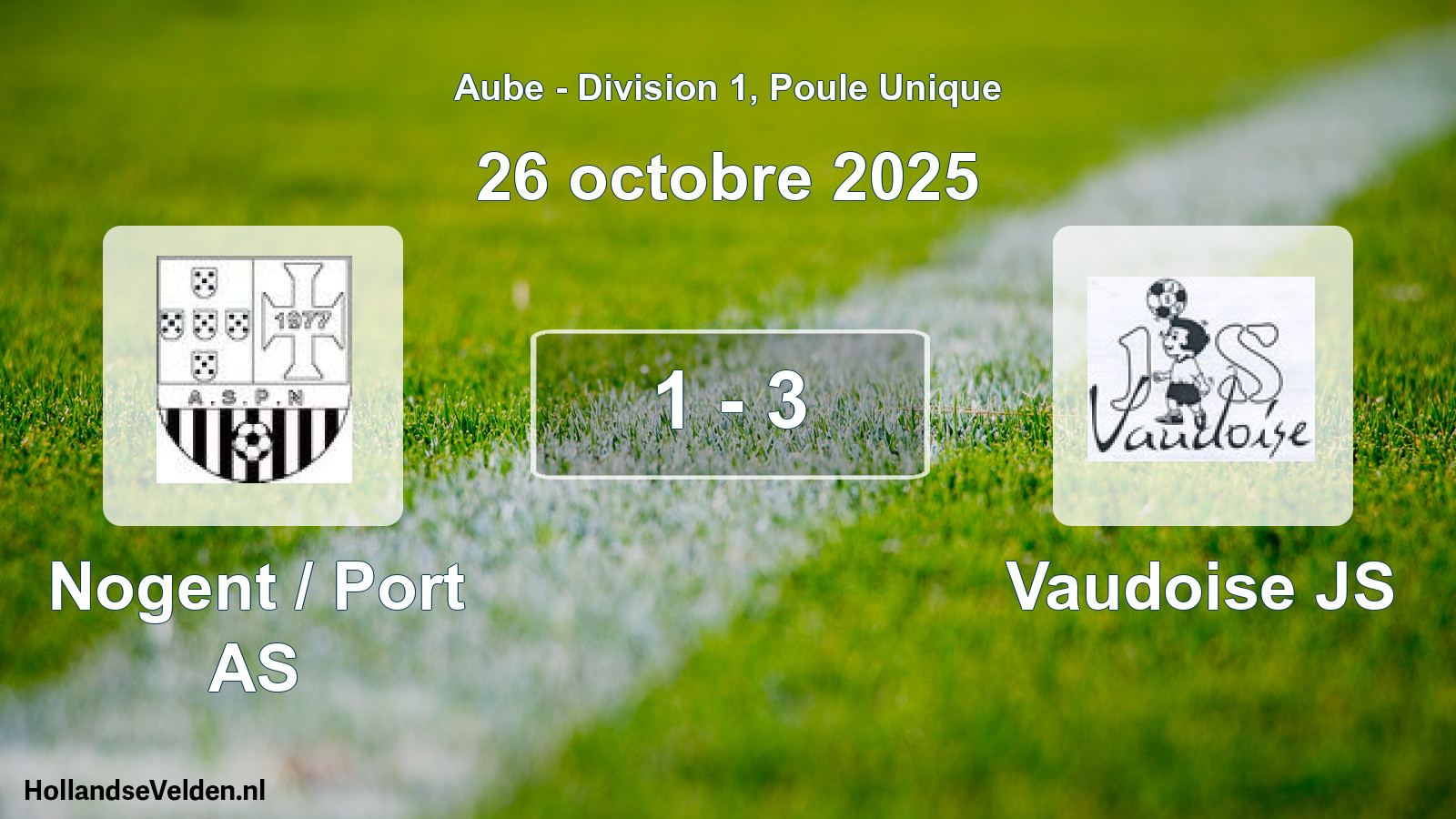 Match joué: Nogent / Port AS - Vaudoise JS 1 - 3 (26 octobre 2025)