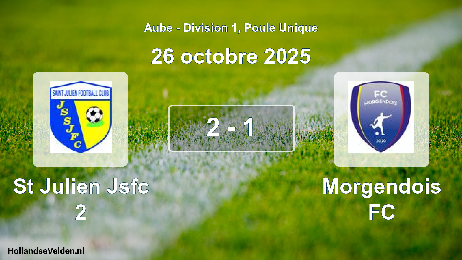 Match joué: St Julien Jsfc 2 - Morgendois FC 2 - 1 (26 octobre 2025)