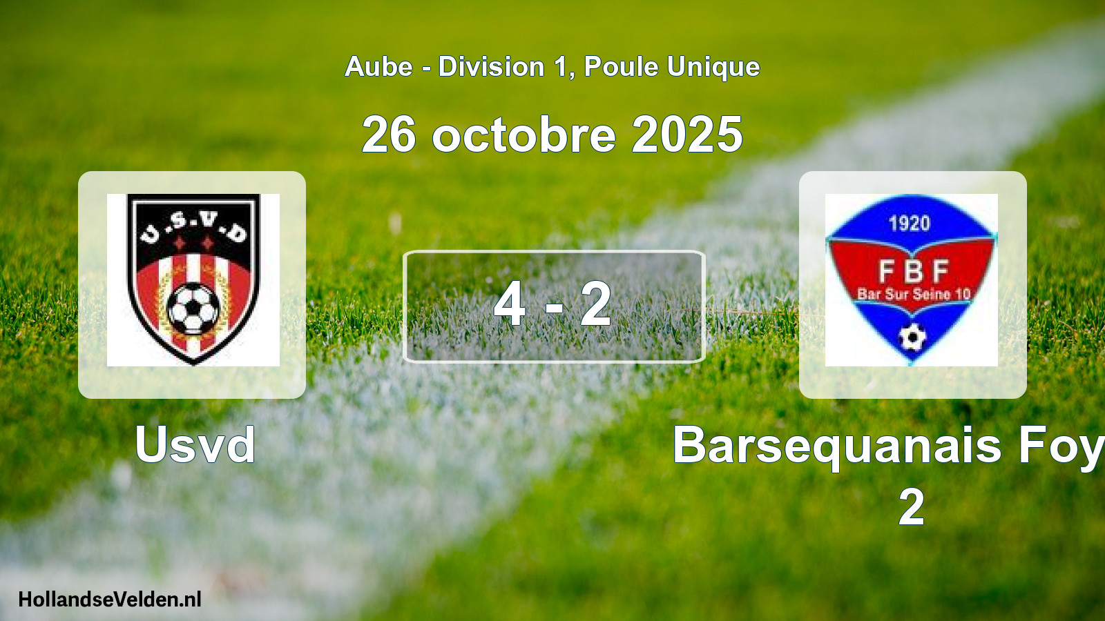 Match joué: Usvd - Barsequanais Foyer 2 4 - 2 (26 octobre 2025)