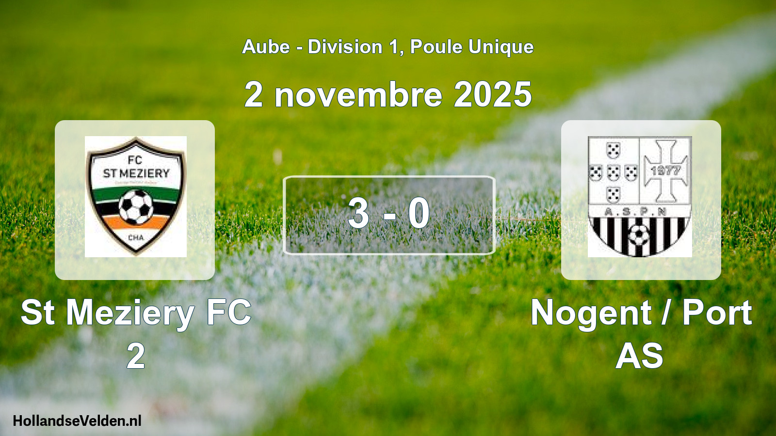Match joué: St Meziery FC 2 - Nogent / Port AS 3 - 0 (2 novembre 2025)