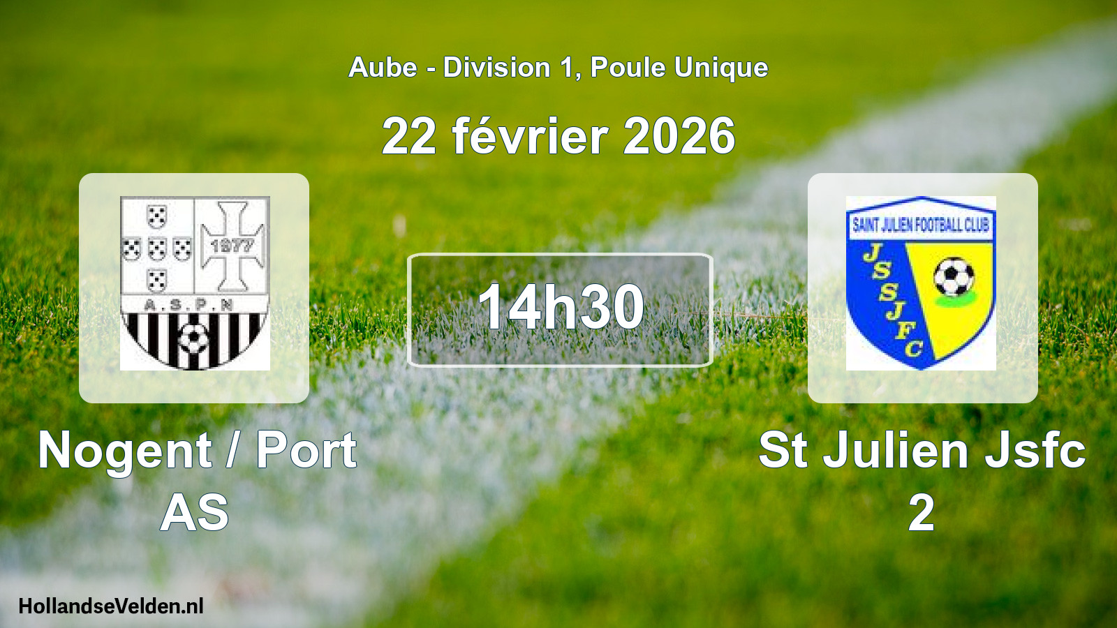 Match programmé: Nogent / Port AS - St Julien Jsfc 2 (22 février 2026)