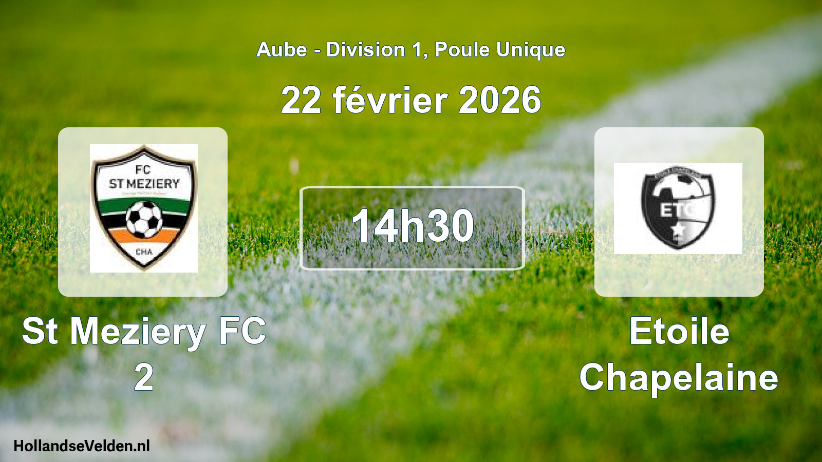 Match programmé: St Meziery FC 2 - Etoile Chapelaine (22 février 2026)