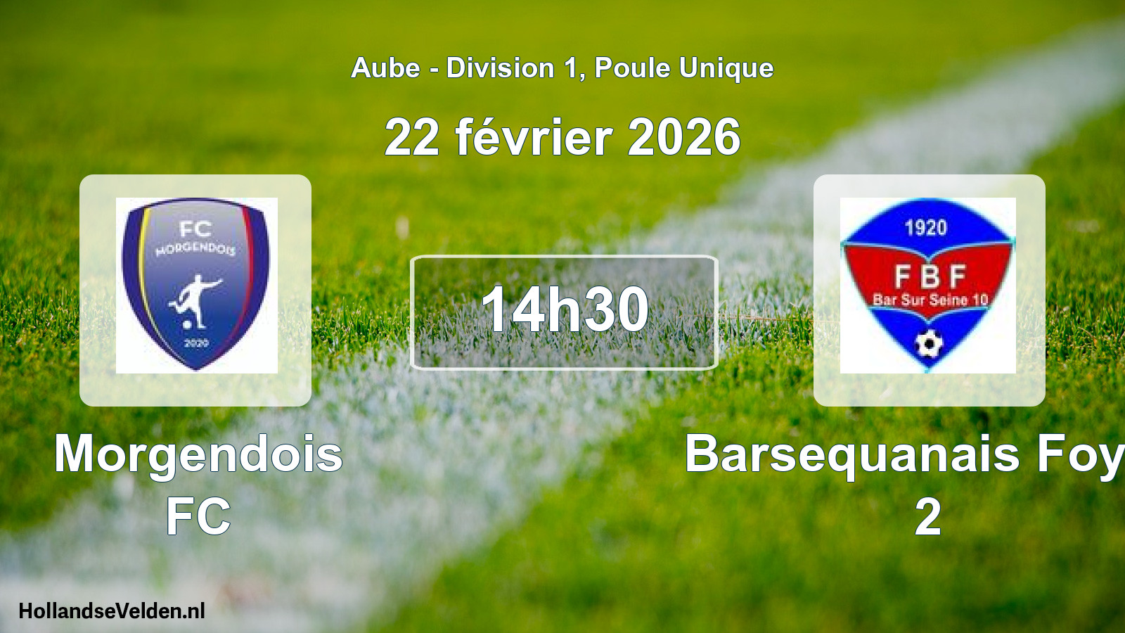 Match programmé: Morgendois FC - Barsequanais Foyer 2 (22 février 2026)