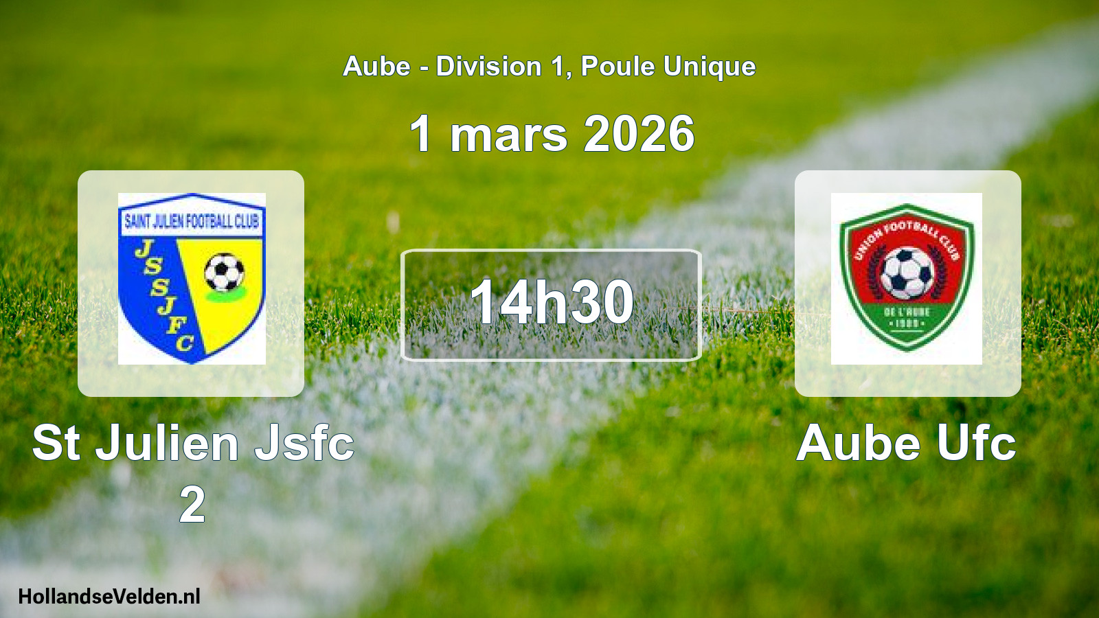 Geplande wedstrijd: St Julien Jsfc 2 - Aube Ufc (1 maart 2026)