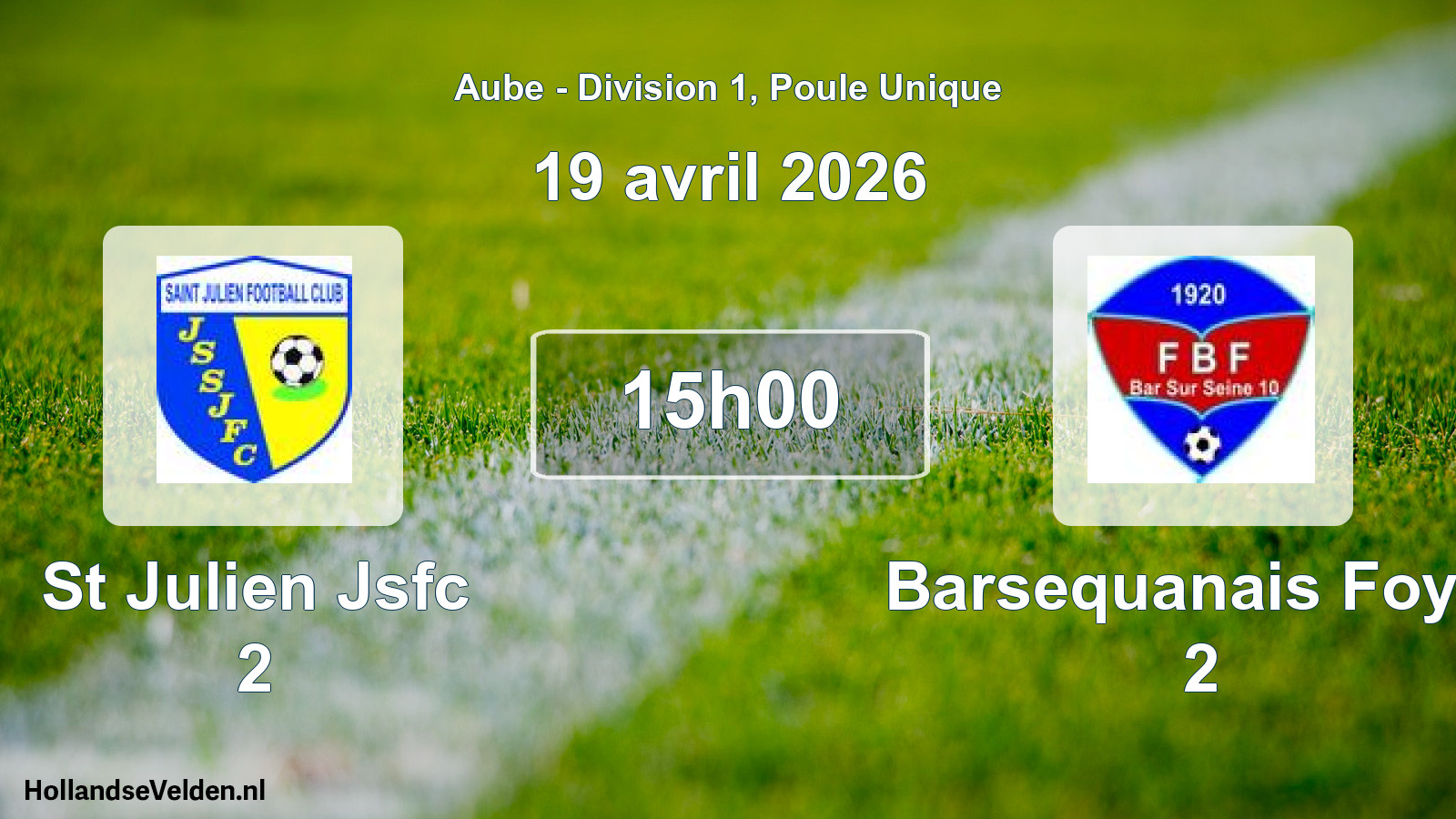 Match programmé: St Julien Jsfc 2 - Barsequanais Foyer 2 (19 avril 2026)