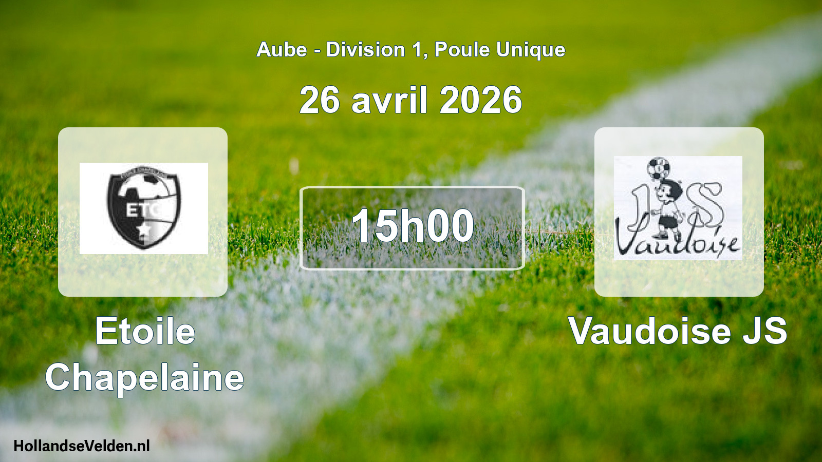 Match programmé: Etoile Chapelaine - Vaudoise JS (26 avril 2026)
