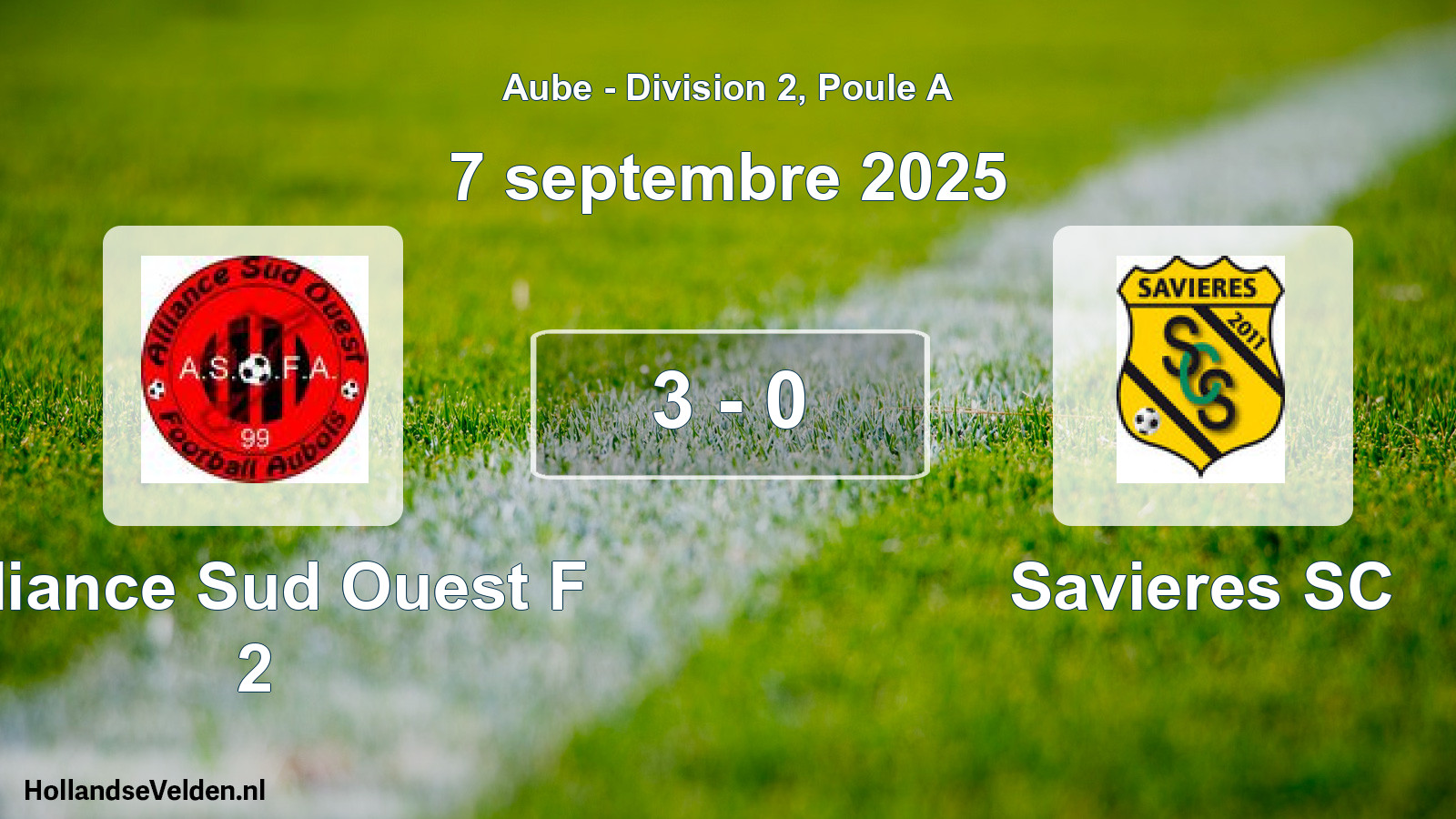 Total number of matches played: Alliance Sud Ouest F 2 - Savieres SC 3 - 0 (7 September 2025)